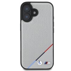 Bmw Originální zadní kryt M Perproated Tricolor Line Magsafe BMHMP16S23PUPDG pro iPhone 16 Grey