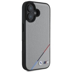 Bmw Originální zadní kryt M Perproated Tricolor Line Magsafe BMHMP16S23PUPDG pro iPhone 16 Grey