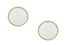 Kraftika 24k zlacené minimalistické náušnice kulaté 5 mm white opal