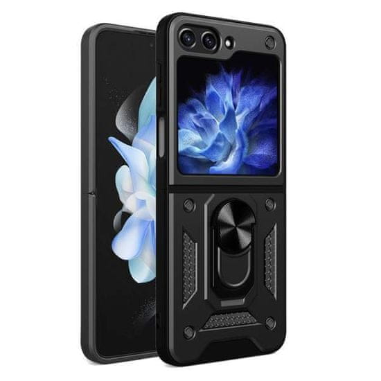 OEM Hybrid Armor Camshield obal s kovovým kroužkem na Samsung Galaxy Z Flip 5 Black