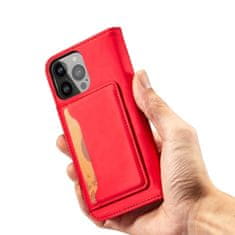 OEM Magnet Card Case elegantní knížkové pouzdro s venkovní kapsou na iPhone 14 PRO 6.1" Red