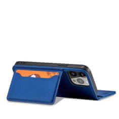 OEM Magnet Card Case elegantní knížkové pouzdro s venkovní kapsou na iPhone 14 PRO MAX 6.7" Blue