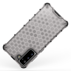 OEM Honeycomb pancéřové pouzdro se silikonovým rámem pro Samsung Galaxy S21 5G transparent