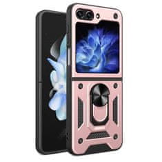 OEM Hybrid Armor Camshield obal s kovovým kroužkem na Samsung Galaxy Z Flip 5 Pink