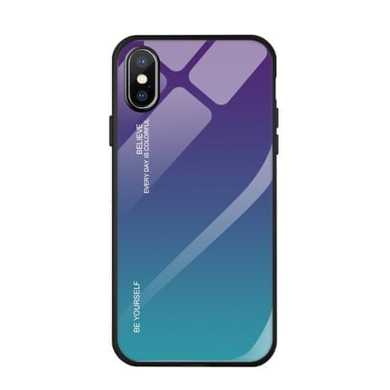 OEM Gradient Glass tvrzené temperované ochranné sklo na zadní část na iPhone XR green-purple