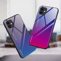 OEM Gradient Glass pouzdro 9H na zadní část na iPhone 12 / 12 Pro green-purple