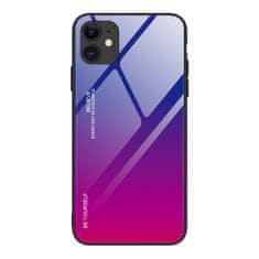 OEM Gradient Glass pouzdro 9H na zadní část na iPhone 12 / 12 Pro pink-purple