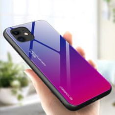 OEM Gradient Glass pouzdro 9H na zadní část na iPhone 12 / 12 Pro pink-purple