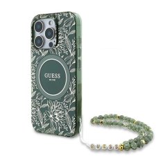 Guess Originální kryt GUESS IML Flowers Allover Electro with Pearl Strap Magsafe GUHMP16SHCPOFPA for Apple iPhone 16 , barva zelená