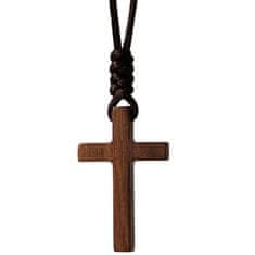 IZMAEL Náhrdleník Wood Cross-Hnědá KP34253