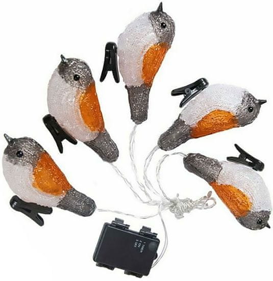 Řetěz MagicHome Christmas A Bird, 25x LED, IP44, 3xAA, osvětlení, 5 ptáků