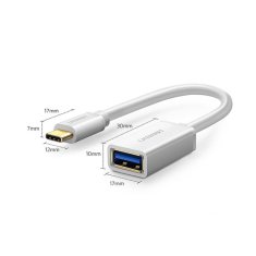 Ugreen US154 OTG adaptér USB 3.0 / USB-C F/M, bílý