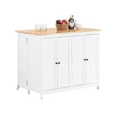 SoBuy SoBuy KNL10-WN Sideboard Kuchyňský ostrůvek s rozšířitelnou pracovní plochou Kuchyňská skříň Komoda Bílá 102x92x72 cm