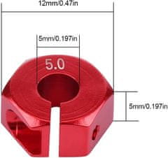 YUNIQUE GREEN-CLEAN Šestihranné adaptéry nábojů kol, 12 mm univerzální pro HSP Sakura 1/10 měřítko RC aut (4 Kusy) (5 mm - Červené)