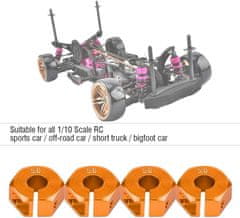 YUNIQUE GREEN-CLEAN Šestihranné adaptéry nábojů kol, 12 mm univerzální pro HSP Sakura 1/10 měřítko RC aut (4 ks) (5 mm - oranžové)