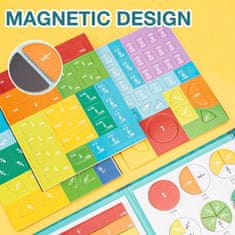 Netscroll Magnetická sada na učení zlomků, vzdělávací matematické skládačky, zlomky v magnetických kruzích a tyčinkách pro základní vzdělávání, Montessori metoda pro vizuální praxi, PracticeMath