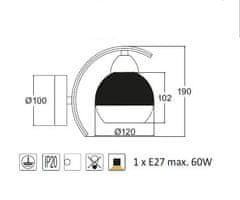 ACA  Nástěnné svítidlo ALIEN max. 60W/E27/230V/IP20, barva chromu