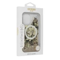 Guess Originální zadní kryt Liquid Glitter Flower Magsafe GUHMP16SLFMWTE pro iPhone 16 beige