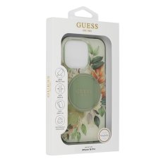 Guess Originální zadní kryt IML Flower &amp; Tonal Circle Magsafe GUHMP16XHFWBDCEN pro iPhone 16 Pro Max green