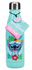 CurePink Nerezová láhev na pití Disney|Lilo & Stitch: Dovolenková nálada (objem 460 ml)