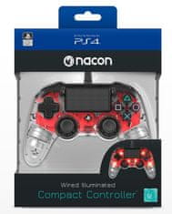 Nacon Nacon Wired Compact Controller - průhledná červená (PS4)