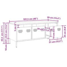 Vidaxl TV skříňka růžová 101,5x39x43,5 cm ocel válcovaná za studena