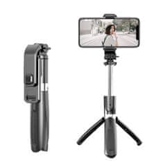 Techsuit Selfie tyč Tripod Techsuit (L02) - Stabilní stativ s dálkovým ovládáním Bluetooth, kompatibilní s GoPro, otáčení o 360, 100 cm - černý