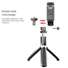 Techsuit Selfie tyč Tripod Techsuit (L02) - Stabilní stativ s dálkovým ovládáním Bluetooth, kompatibilní s GoPro, otáčení o 360, 100 cm - černý