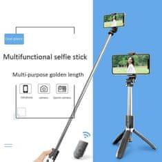 Techsuit Selfie tyč Tripod Techsuit (L02) - Stabilní stativ s dálkovým ovládáním Bluetooth, kompatibilní s GoPro, otáčení o 360, 100 cm - černý