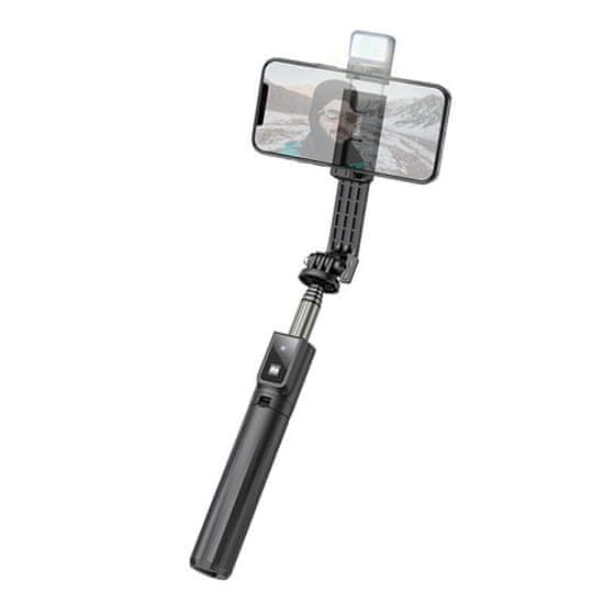 Hoco Selfie tyč Tripod Hoco (K15), BT 4.0, 1/4 šroubové rozhraní, dálkový ovladač Bluetooth, lehký, 80 cm – černý