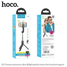 Hoco Selfie tyč Tripod Hoco (K15), BT 4.0, 1/4 šroubové rozhraní, dálkový ovladač Bluetooth, lehký, 80 cm – černý