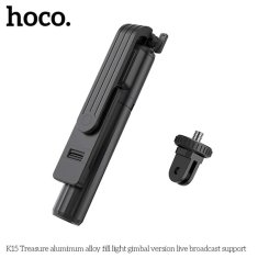 Hoco Selfie tyč Tripod Hoco (K15), BT 4.0, 1/4 šroubové rozhraní, dálkový ovladač Bluetooth, lehký, 80 cm – černý