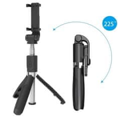 Techsuit Selfie tyč Tripod Techsuit (L01) - Stabilní držák na stativ s výsuvným ramenem, dálkové ovládání Bluetooth, 70 cm - Černá