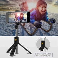 Techsuit Selfie tyč Tripod Techsuit (K07) - Kompaktní držák na stativ s dálkovým ovládáním Bluetooth, skládací, 70 cm - černý