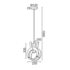 ACA  Dětské závěsné stropní svítidlo KRÁLÍK max. 40W/E27/230V/IP20, růžové