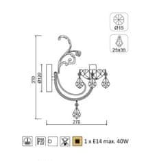 ACA  Nástěnné svítidlo FABERGE max. 40W/E14/230V/IP20