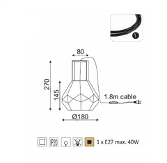 ACA  Stolní lampa DIAMONDRA max. 40W/E27/230V/IP20