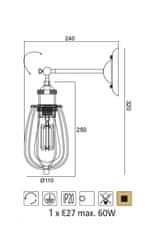 ACA  Nástěnné svítidlo SOTIS max. 60W/E27/230V/IP20