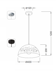 ACA  Závěsné svítidlo PLANETARIO max. 60W/E27/230V/IP20, černé