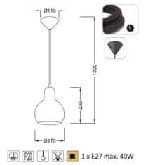 ACA  Závěsné stropní svítidlo BLOOM max. 40W/E27/230V/IP20, černé