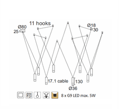 ACA  Závěsné svítidlo TERES max. 8x5W/G9/230V/IP20