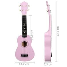 Vidaxl Set soprano ukulele s obalem pro děti růžové 21"