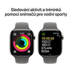 Apple Watch Series 10 GPS + Cellular 46mm, Natural Titanium Case, Stone Grey Sport Band - S/M (MWY93QC/A)