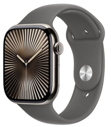 Chytré hodinky Apple Watch Series 10 gps Apple Pay Retina displej voděodolnost WR50 pro plavání detekce autonehody nové funkce fáze spánku SOS volání krytí proti prachu akcelerometr GPS stále zapnutý EKG monitorování tepu srdeční činnosti volání notifikace NFC platby Apple Pay hluk App Store Senzor pro snímání okysličení krve měření fyzické kondice VO2 max ovládání dvojitým poklepáním