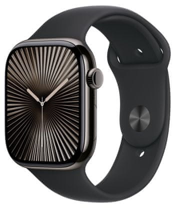 Chytré hodinky Apple Watch Series 10 gps Apple Pay Retina displej voděodolnost WR50 pro plavání detekce autonehody nové funkce fáze spánku SOS volání krytí proti prachu akcelerometr GPS stále zapnutý EKG monitorování tepu srdeční činnosti volání notifikace NFC platby Apple Pay hluk App Store Senzor pro snímání okysličení krve měření fyzické kondice VO2 max ovládání dvojitým poklepáním