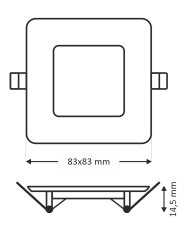 Bateriecentrum TR-132 LED panel 3W, 270lm 6500K - čtverec vestavný Trixline