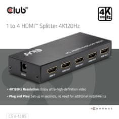 Club 3D Video splitter 1:4 HDMI 2.0 4K120Hz, 4 porty, černá (CSV-1385)