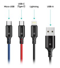 Connect IT Magnetic PowerLink 3in1 kabel (USB-C/Lightning/MicroUSB), 2m, černá (CCA-2200-BK)