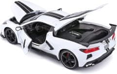 Maisto 2020 Chevrolet Corvette Stingray Coupe (High Wing), bílá, 1:18