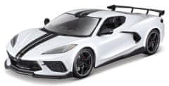 Maisto 2020 Chevrolet Corvette Stingray Coupe (High Wing), bílá, 1:18